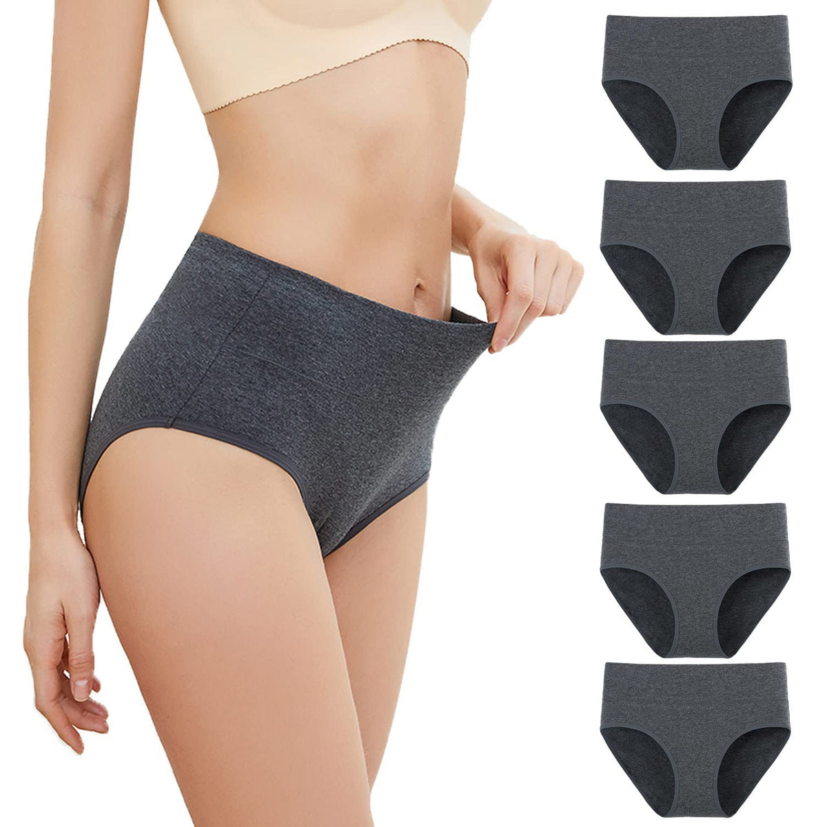 💥Buy 1 get 4 free💕Plus Size High-Waist Hip-Lifting Cotton Panties for Women🔥(5-Pack)