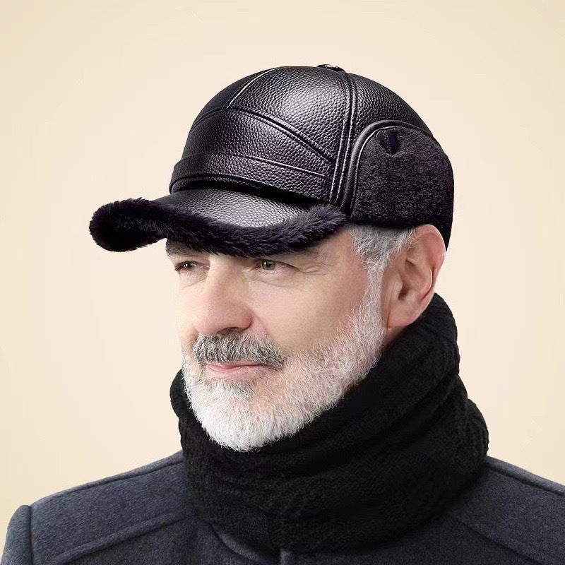 🧢 Men's Thick Ear Protection Faux Leather Hat