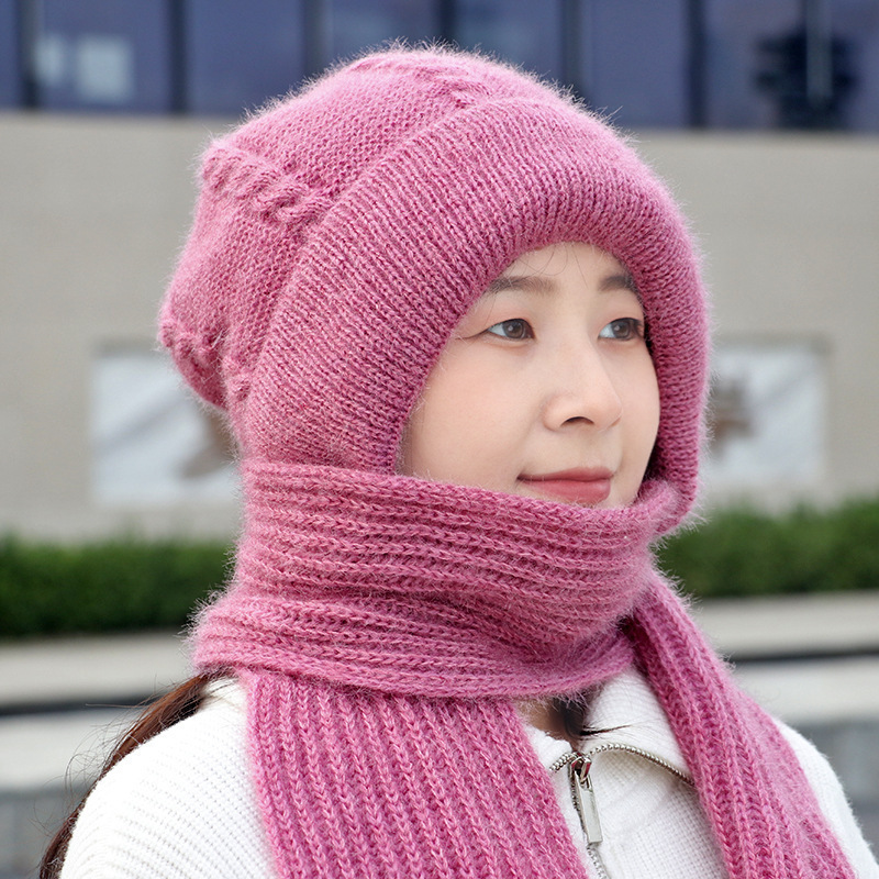 👒 2-in-1 Hooded Knit Hat with Neck Warmer—Thick Knit, Windproof and Warm 🧣