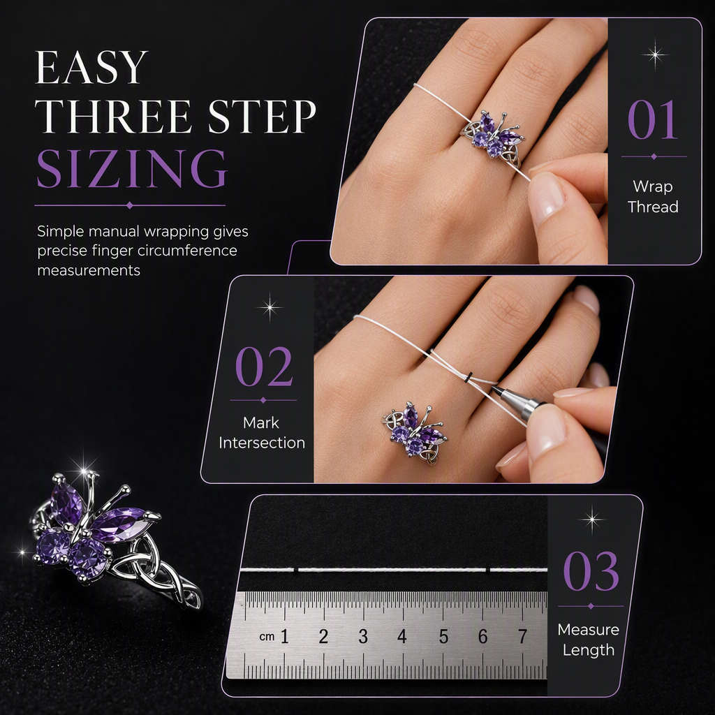 ๐ฆ 50% OFF! โจ Korean Style Sweet & Cool Butterfly Ring for Women โ Vibrant Purple Gemstones, Intricate Celtic Weave & Platinum Color โ Elegant Daily Luxury ๐