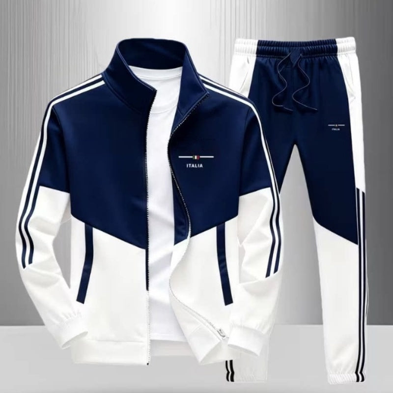 🔥Men's Colorblock Zip-Up Jacket & Drawstring Pants Set