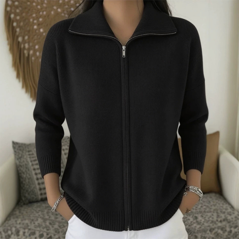 🔥Women's Ribbed Knit Zip-Up Cardigan