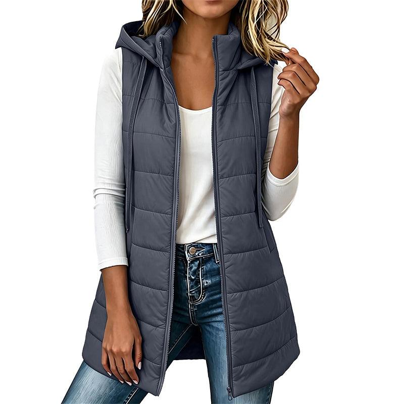 🔥Women's Mid-Length Hooded Padded Vest