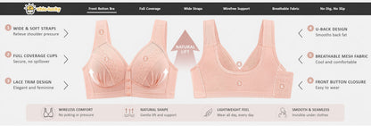 💥👙LAST DAY SALE -BUY 1 GET 1 FREE!!💘CloudComfort Front-Button Cotton Bra – Breathable • Wire-Free • All-Day Support • Non-Padded & Skin-Friendly🌿