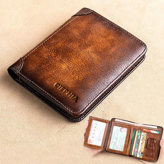 💰Минималистичен мъжки портфейл със защита срещу RFID – ултратънък дизайн, изработен от първокласна телешка кожа, подходящ за ежедневно носене