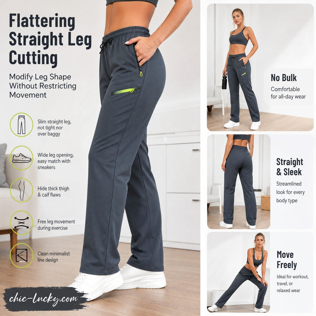 👖✨Women’s Straight-Leg Cargo Trousers – Elastic Waist, 6-Pocket Casual Pants for Work, Travel & Everyday Wear
