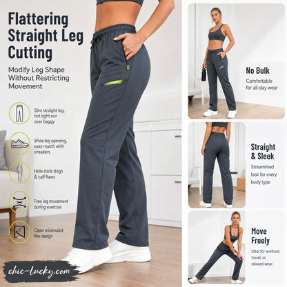👖✨Women’s Straight-Leg Cargo Trousers – Elastic Waist, 6-Pocket Casual Pants for Work, Travel & Everyday Wear