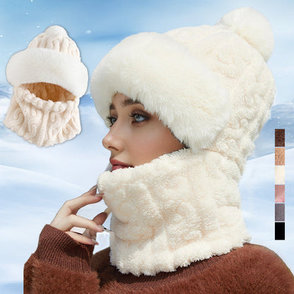 ⚡Women's Winter Warm Windproof Plush Scarf Hat❄️
