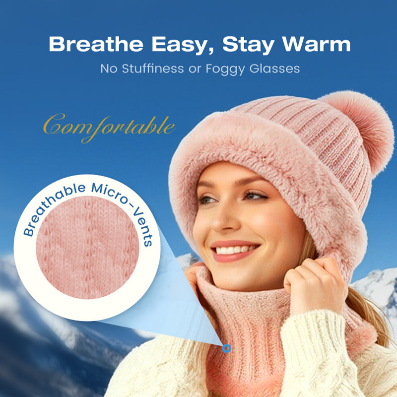 🔥Women's Winter One-Piece Knitted Beanie Scarf Mask