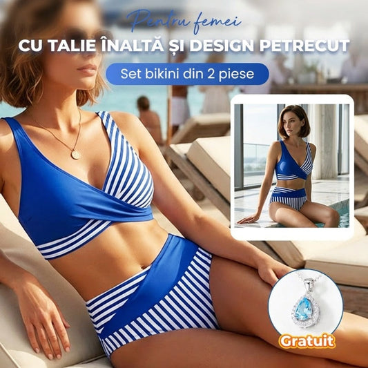 🔥 S–3XL 👙 Costum de baie din două piese, cu blocuri de culoare și dungi 🌊🏖️