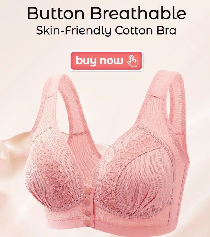 💥👙LAST DAY SALE -BUY 1 GET 1 FREE!!💘CloudComfort Front-Button Cotton Bra – Breathable • Wire-Free • All-Day Support • Non-Padded & Skin-Friendly🌿