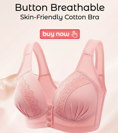 💥👙LAST DAY SALE -BUY 1 GET 1 FREE!!💘CloudComfort Front-Button Cotton Bra – Breathable • Wire-Free • All-Day Support • Non-Padded & Skin-Friendly🌿