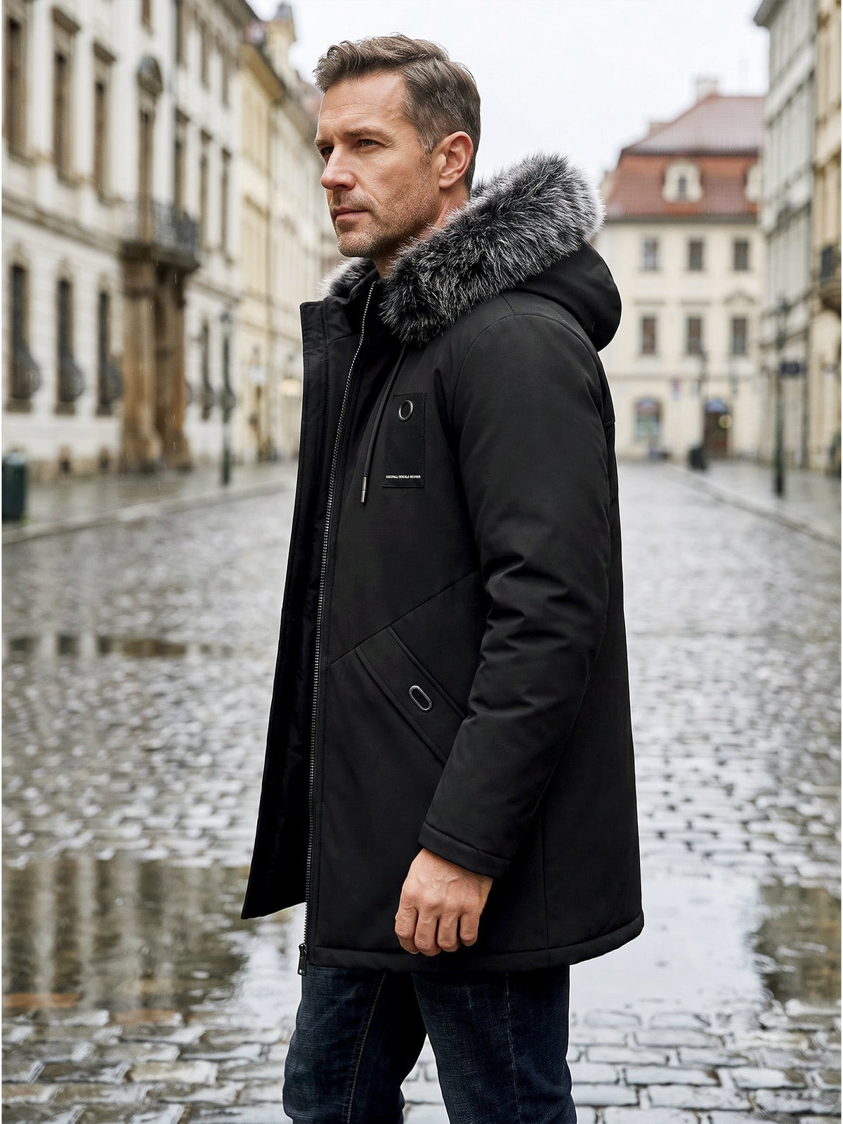 ✨Men's Windproof Hooded Thermal Mid-Length Parka Jacket