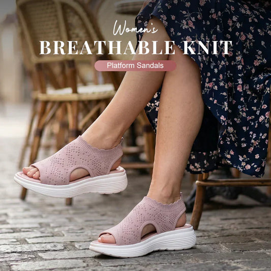 👡Sandale de damă din tricot respirabil, cu talpă groasă — ✨ Confortul unei norișoare