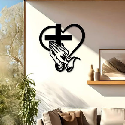 💖Елегантна християнска декорация за стена с сърце и кръст🙏