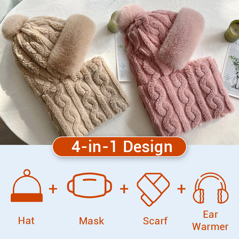 ⚡Women's Winter Warm Windproof Plush Scarf Hat❄️