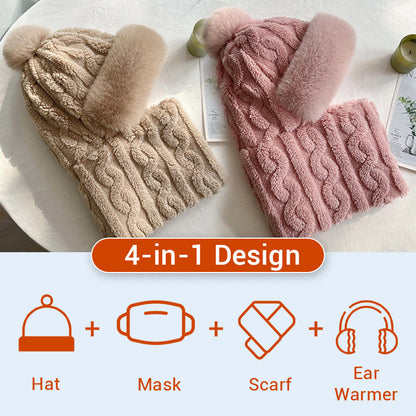 ⚡Women's Winter Warm Windproof Plush Scarf Hat❄️