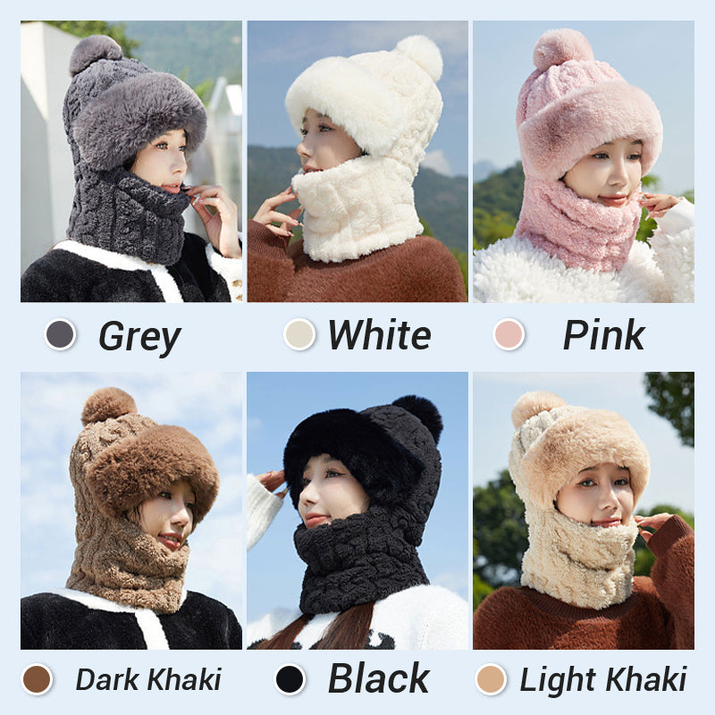 ⚡Women's Winter Warm Windproof Plush Scarf Hat❄️