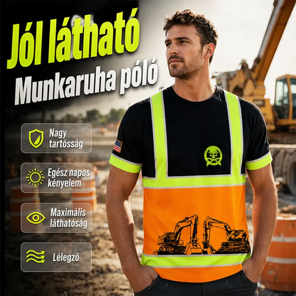 👷🔦 Dobrze widoczna, przyciągająca uwagę koszulka robocza – fluorescencyjna + odblaskowa | XS–6XL | 🛡️