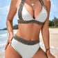 🏖️ Секси бански костюм с V-образно деколте Holiday Wave Pattern👙