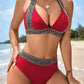 🏖️ Секси бански костюм с V-образно деколте Holiday Wave Pattern👙