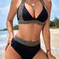 🏖️ Секси бански костюм с V-образно деколте Holiday Wave Pattern👙