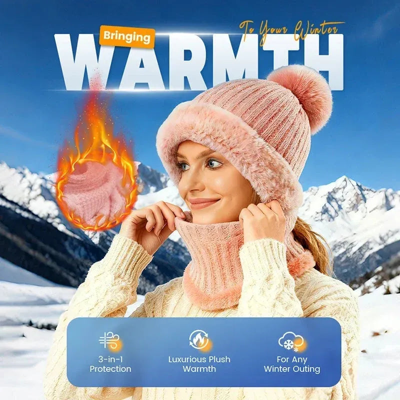 💖Women's Winter One-Piece Knitted Beanie Scarf Mask