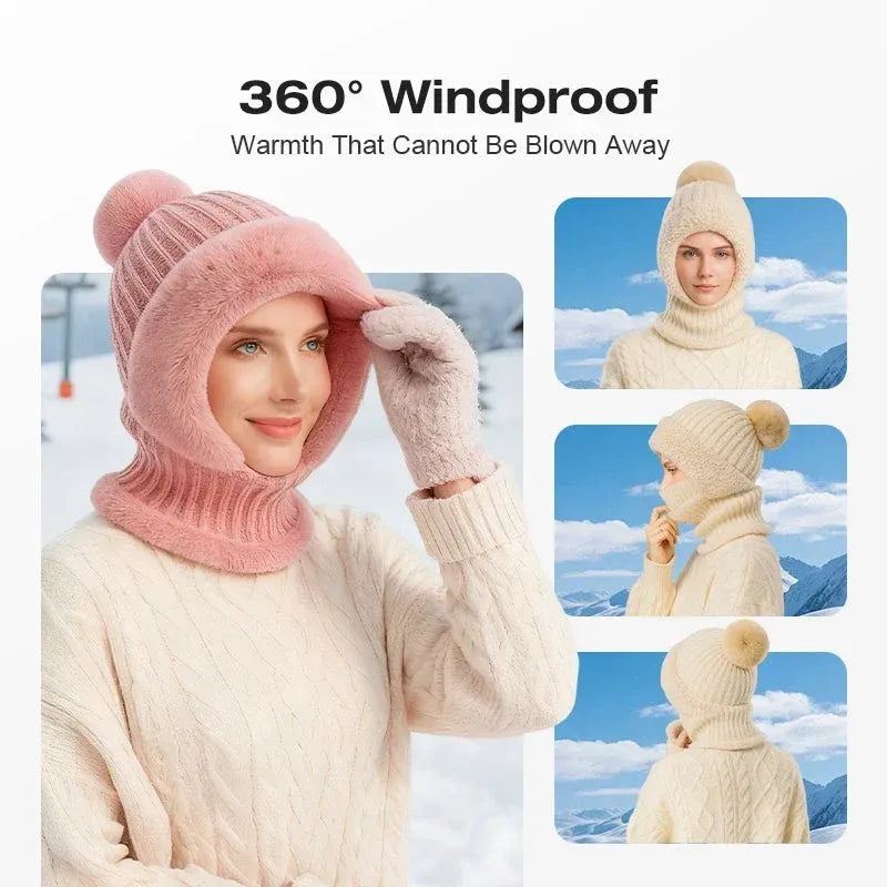 💖Women's Winter One-Piece Knitted Beanie Scarf Mask