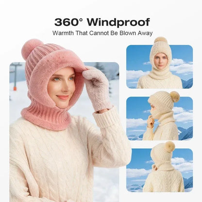 💖Women's Winter One-Piece Knitted Beanie Scarf Mask