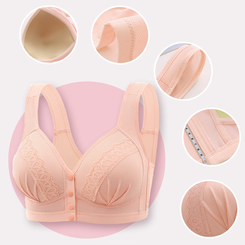 💥👙LAST DAY SALE -BUY 1 GET 1 FREE!!💘CloudComfort Front-Button Cotton Bra – Breathable • Wire-Free • All-Day Support • Non-Padded & Skin-Friendly🌿