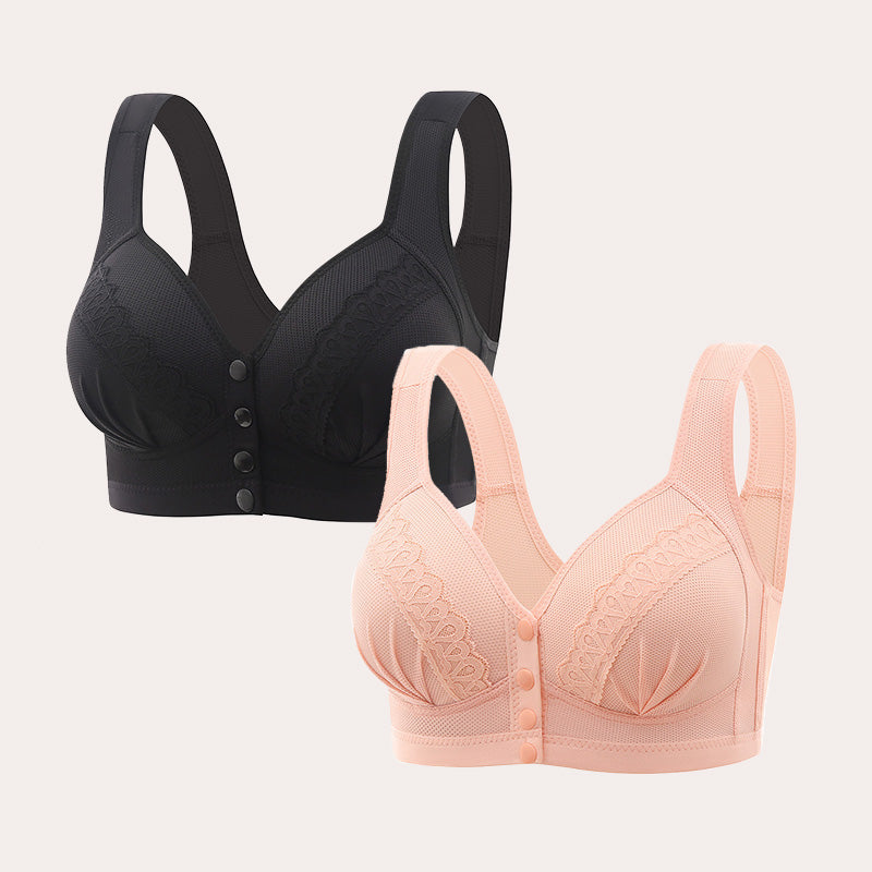 💥👙LAST DAY SALE -BUY 1 GET 1 FREE!!💘CloudComfort Front-Button Cotton Bra – Breathable • Wire-Free • All-Day Support • Non-Padded & Skin-Friendly🌿