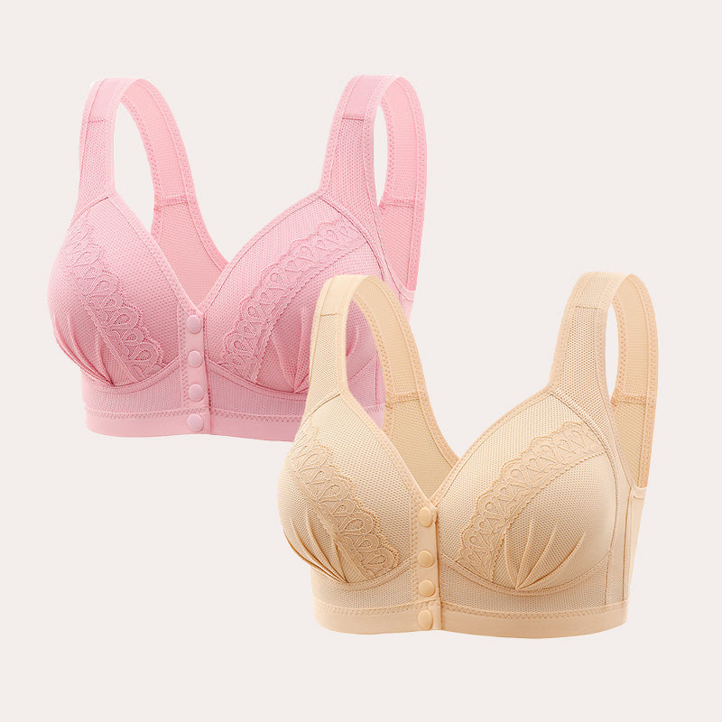 💥👙LAST DAY SALE -BUY 1 GET 1 FREE!!💘CloudComfort Front-Button Cotton Bra – Breathable • Wire-Free • All-Day Support • Non-Padded & Skin-Friendly🌿