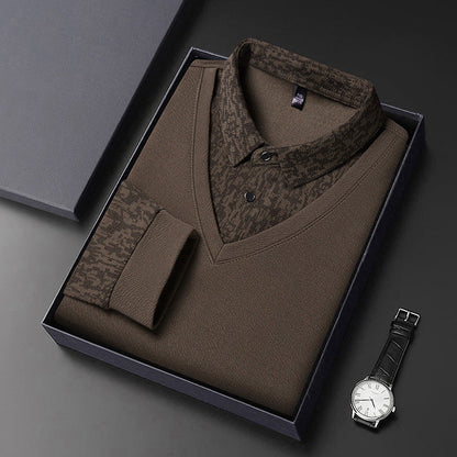 🔥 Men's Faux 2-Piece Long Sleeve Shirt👔