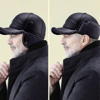 🧢 Men's Thick Ear Protection Faux Leather Hat