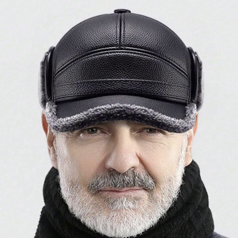 🧢 Men's Thick Ear Protection Faux Leather Hat