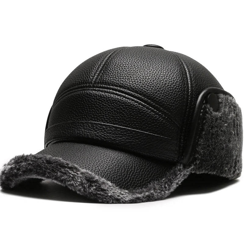 🧢 Men's Thick Ear Protection Faux Leather Hat