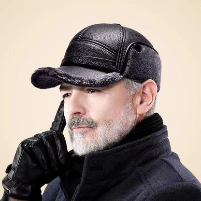 🧢 Men's Thick Ear Protection Faux Leather Hat