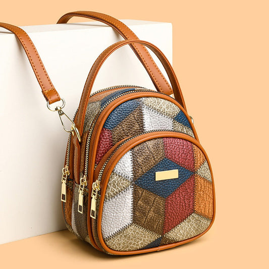 Dámská crossbody kabelka s geometrickým vzorem ve vintage stylu