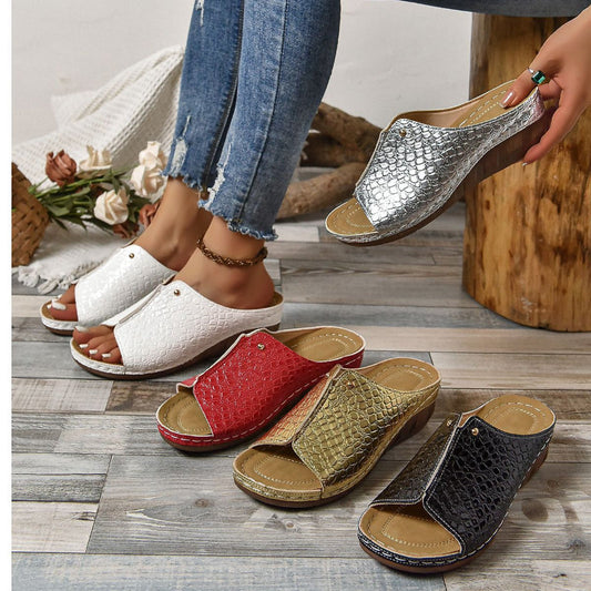 👡Дамски сандали с наклонен ток