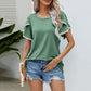 💖Кръгло деколте Pom Pom Trimmed Sleeve Women's Top