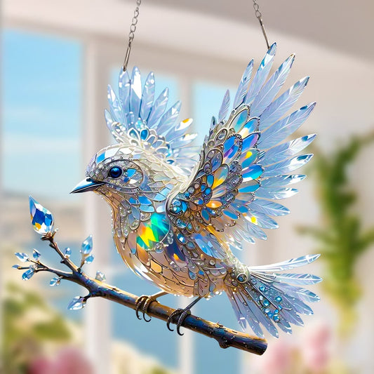 🔥🐦 Кристално небе синьо небе цвят птица изкуство декорация