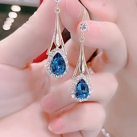 💎Сини кристални обеци с капка