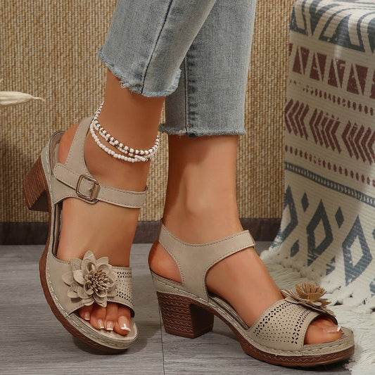 👡Дамски сандали с флорални мотиви с отворен пръст