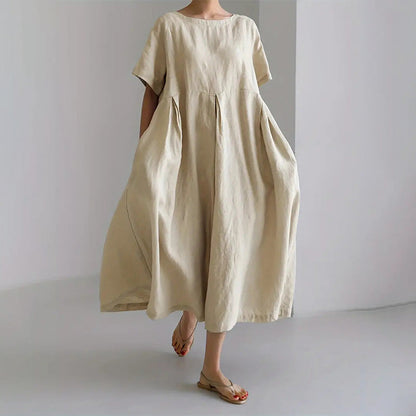 🔥 Жените случайни хлабав годни кръг врата рокля с джобове 👗🥰