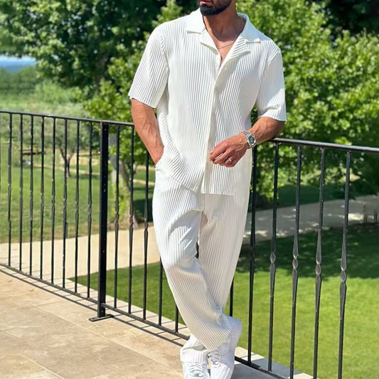 ❄️Мода ежедневни мъже памук лен две части спортен костюм