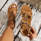 👡Sandale boeme la modă, cu vârf rotund, talpă plată și respirabile