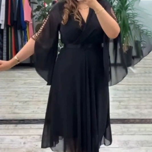 ✨Елегантни дами V-образно деколте шифон рокля👗