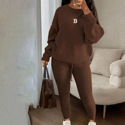 💖Women’s Loose Fit Top & Solid Color Pants 2-Piece Set