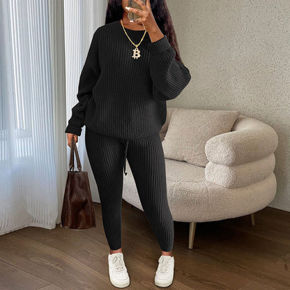 💖Women’s Loose Fit Top & Solid Color Pants 2-Piece Set