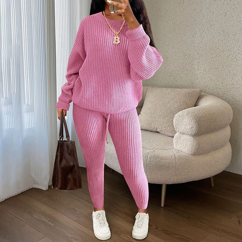 💖Women’s Loose Fit Top & Solid Color Pants 2-Piece Set